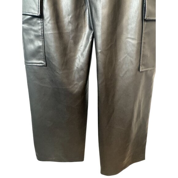 2/$30 ZARA Small High-Waisted Faux Leather Halter Bib Overalls Cargo Style - Picture 14 of 16